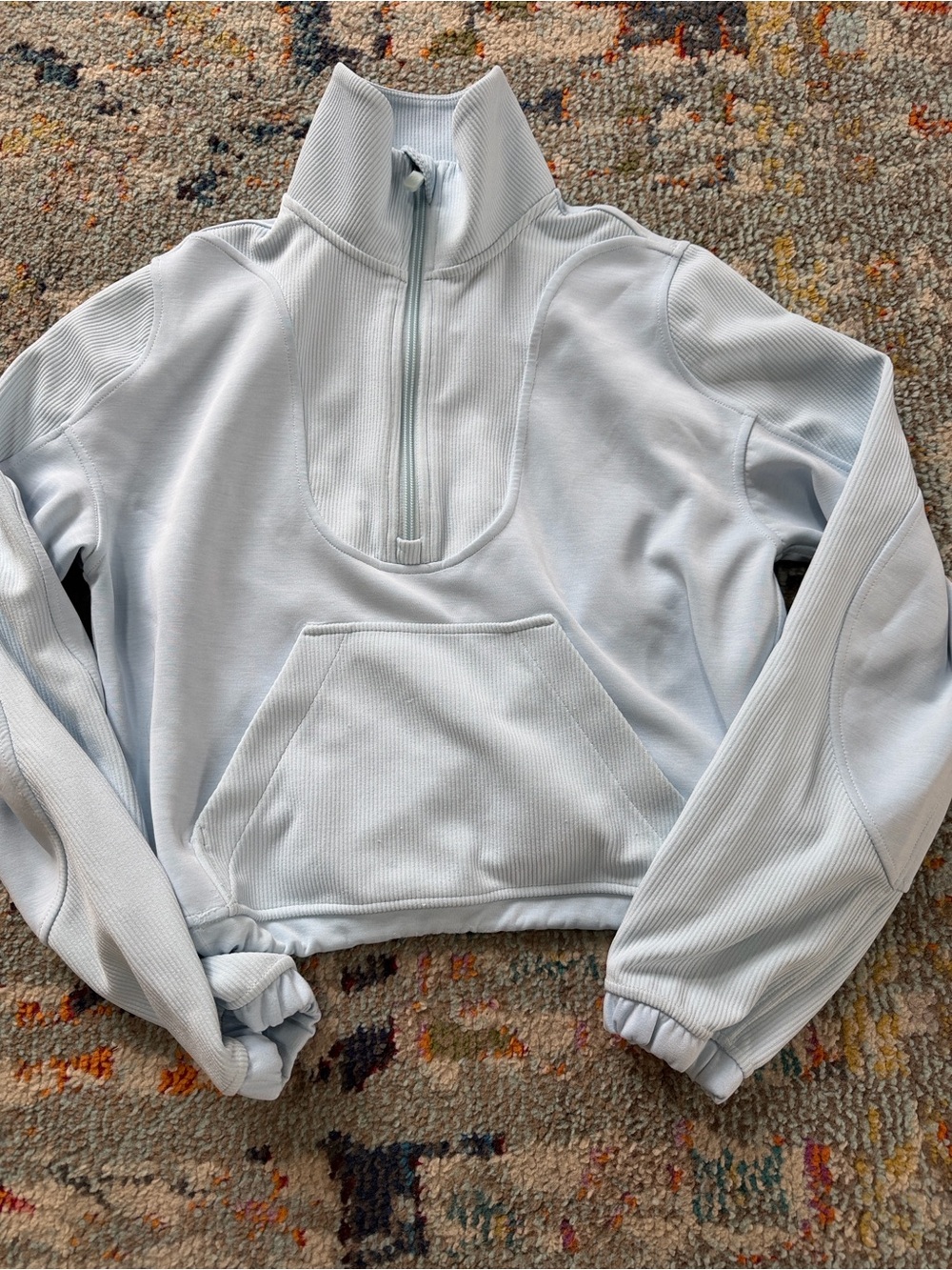 Lululemon Brushed Softstreme Half Zip in light blue